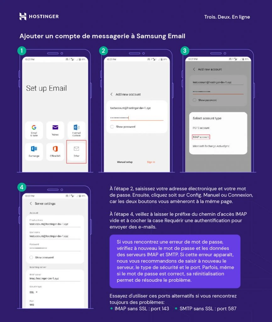 Ajouter un compte de messagerie à Samsung Email