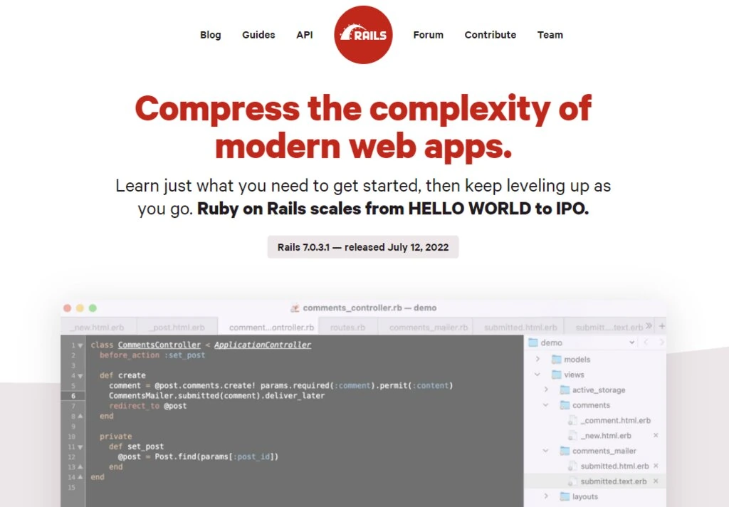 Ruby on Rails - un framework spécifique à Ruby pour la création d'applications web modernes