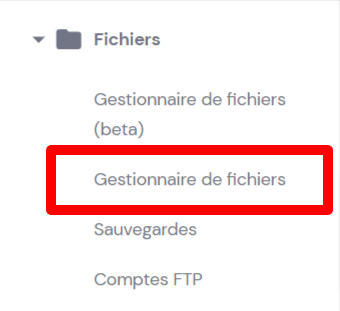 Gestionnaire de fichiers sur hpanel