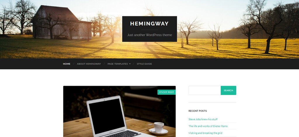 Hemingway, thème de blog WordPress gratuit 