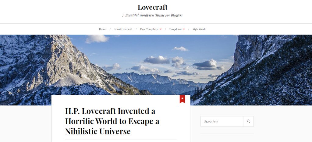 Lovecraft, un thème de blog WordPress gratuit 