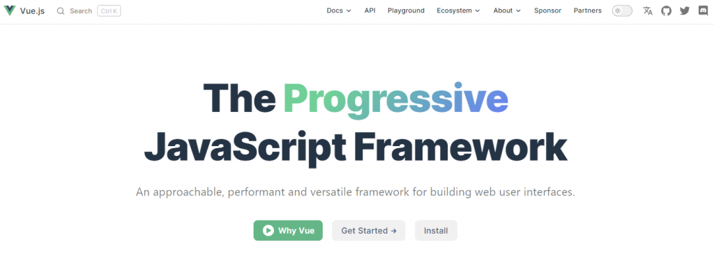 Vue.js, un cadre JavaScript progressif pour la création d'interfaces utilisateur Web.