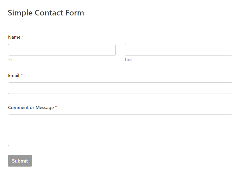 Un exemple de formulaire de contact simple