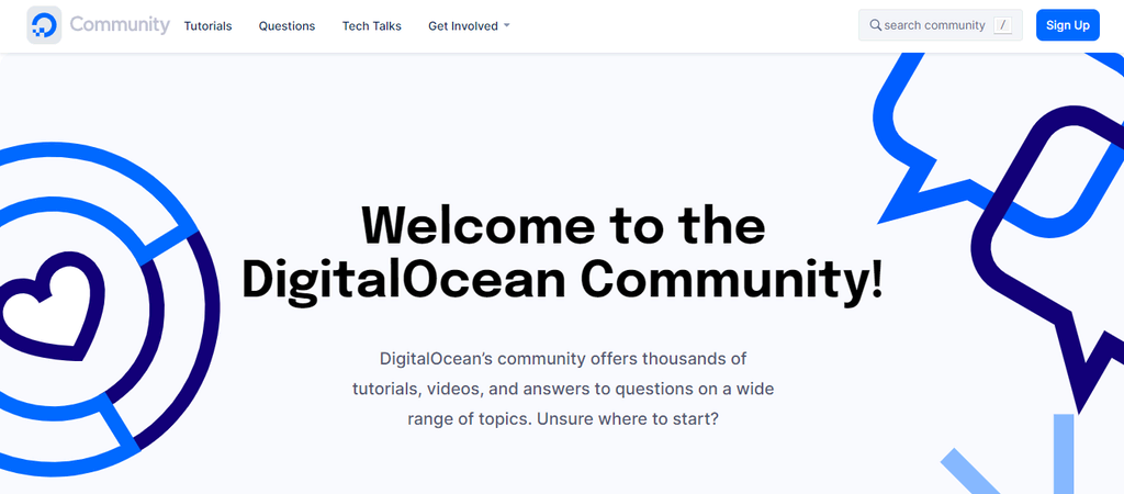 Page d'accueil de DigitalOceam Community 