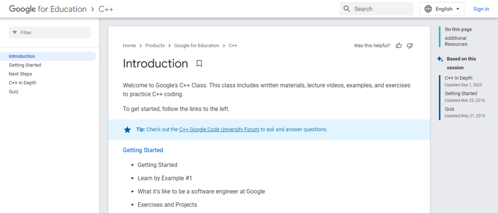 c++ education Google