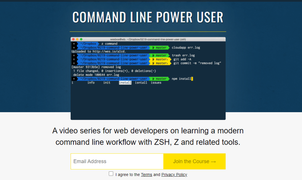 page d'accueil command line power user