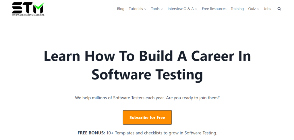 page accueil Software Testing Material