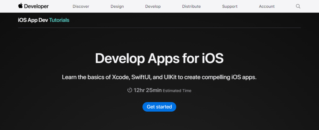 page accueil iOS App Dev Tutorials