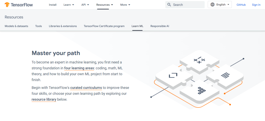 page accueil TensorFlow Machine Learning Education