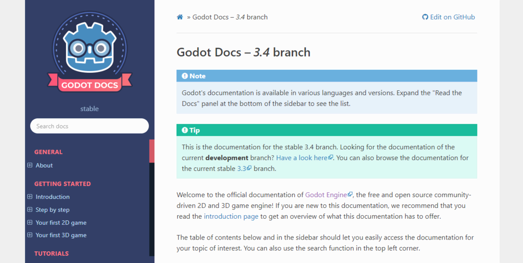 page accueil Godot Docs