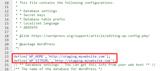 en collant _define(_WP_HOME_,_http_subdomain.domain.com_)_ et _define(_WP_SITEURL_,_http_subdomain.domain.com_)_ dans le fichier wp-config.php du site de test.