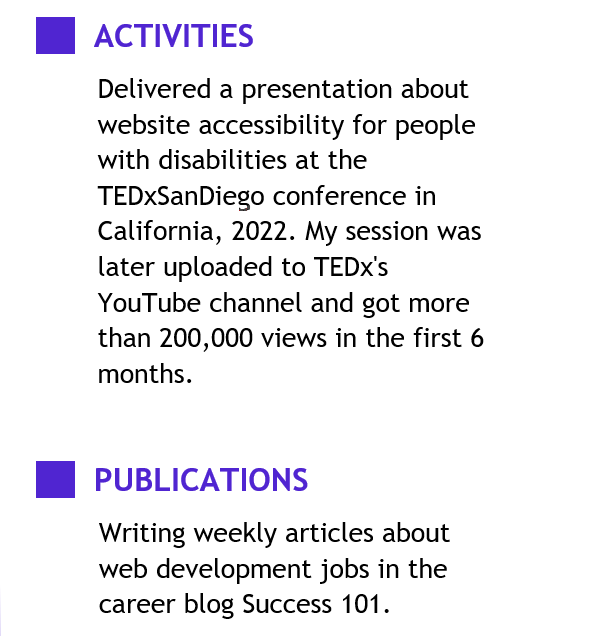 Exemples d'activités à mettre sur le CV du développeur web 