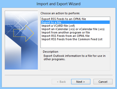 Exporter des e-mails vers un fichier dans Microsoft Outlook
