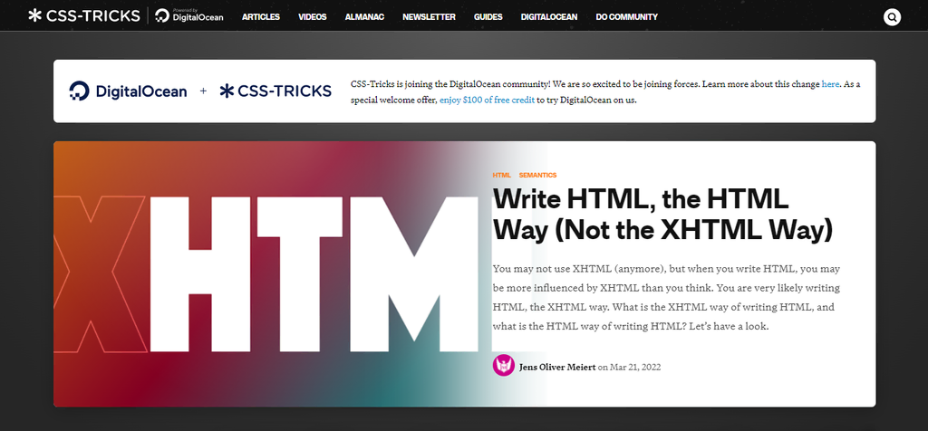 Page d'accueil du site web CSS-Tricks