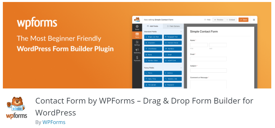 Bannière du plugin WordPress WPForms