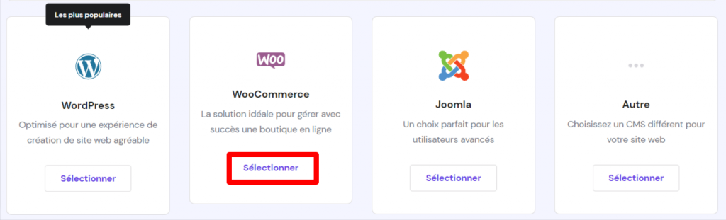 Installation automatique de WooCommerce sur hPanel