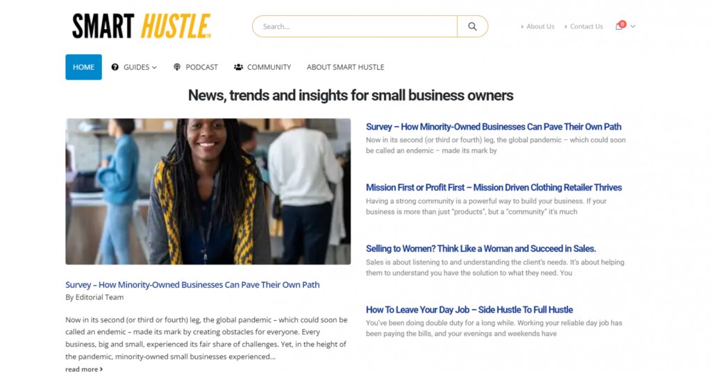 Capture d'écran du site Smart Hustle 