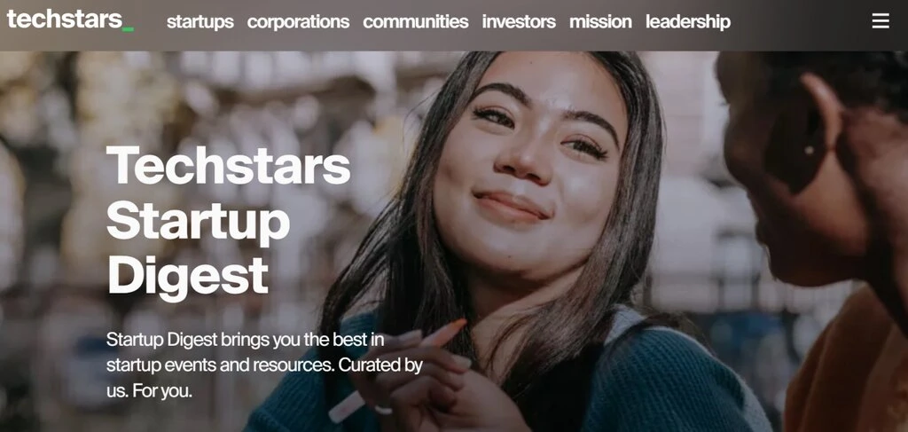 Capture d'écran du site Techstars Startup Digest 