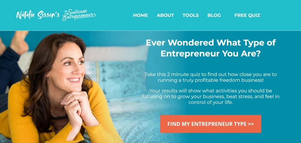 Capture d'écran du site : The Suitcase Entrepreneur 
