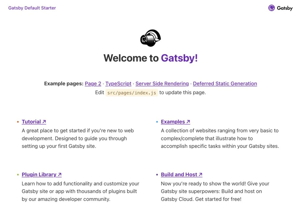 Exemple de site web local Gatsby
