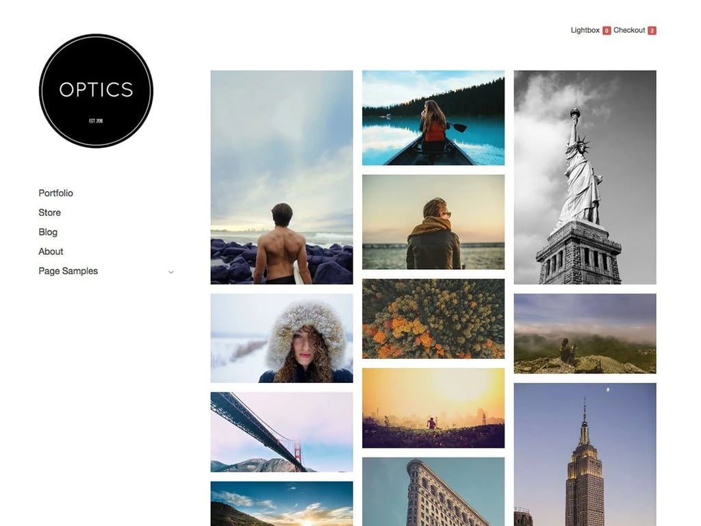 Thème WordPress Optics pour portfolio