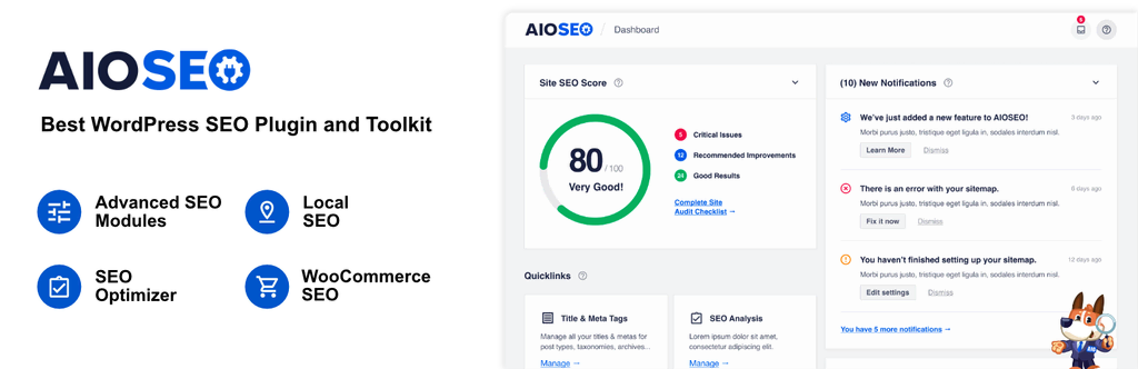 La bannière de All in One SEO (AIOSEO)