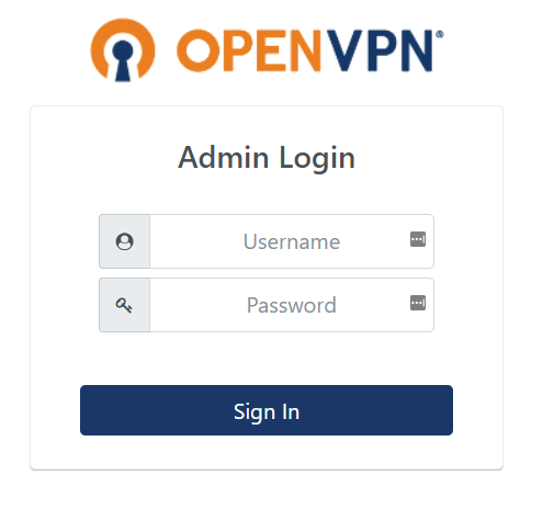 Page de connexion de l'administrateur OpenVPN