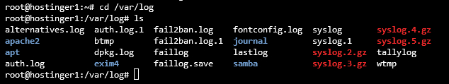 Liste de tous les fichiers du répertoire /var/log sur le terminal