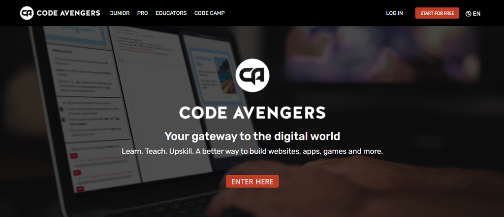 Page d'accueil du site Code Avengers