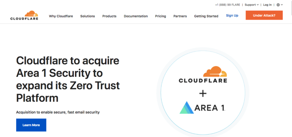 page d'acueil Cloudflare