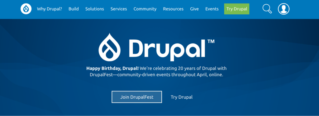Page d'accueil Drupal