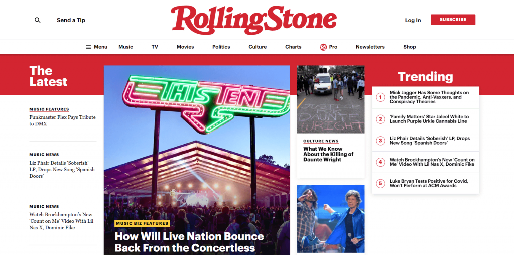 Site du magazine Rolling Stone