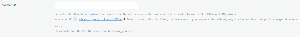 Le champ dans lequel vous devez entrer l'adresse IP de votre serveur