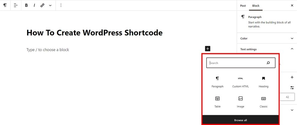 Comment utiliser Gutenberg pour ajouter un shortcode à WordPress