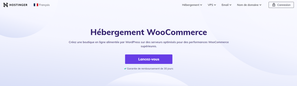 Page d'accueil hébergement Woocommerce