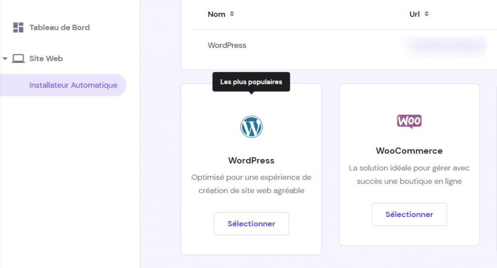 installateur automatique de WordPress sur hPanel