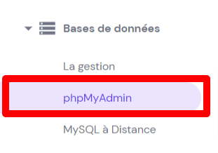 le bouton phpmyadmin sur hPanel