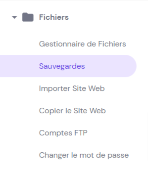 sauvegardes des fichiers d'un site web avec hpanel