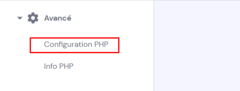 configuration php sous la section avancé de hpanel