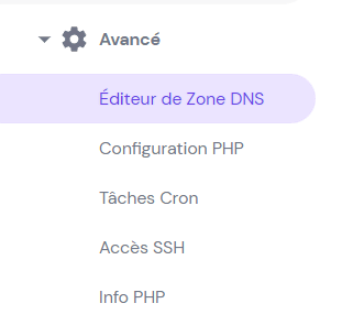 Bouton de l'éditeur de zone DNS dans hPanel