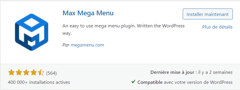 Le plugin WordPress Max Mega Menu