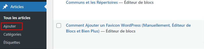 capture montrant comment ajouter un article sur wordpress