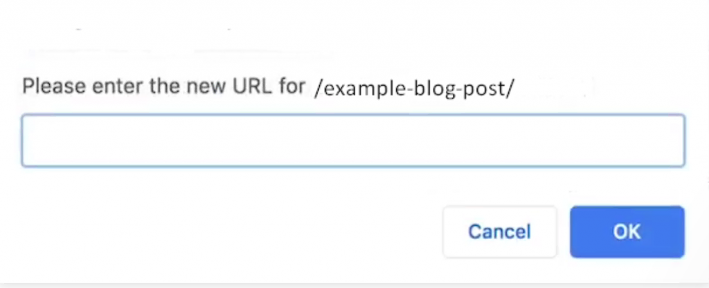 Entrez la nouvelle URL pour créer une redirection