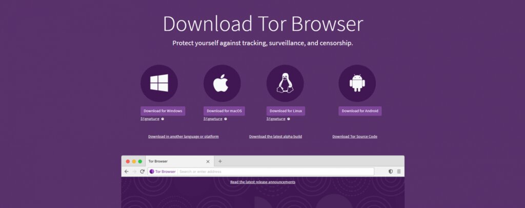 Page de téléchargement de Tor