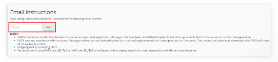 capture montrant la section Instructions email sur cPanel