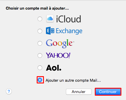 Page montrant les différents choix des clients emails sur Mac