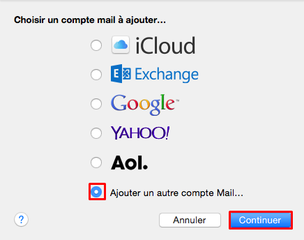 Page montrant les différents choix des clients emails sur Mac