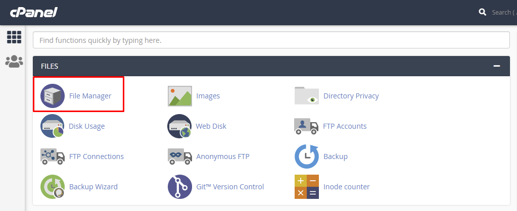 Gestionnaire de fichiers sur cPanel