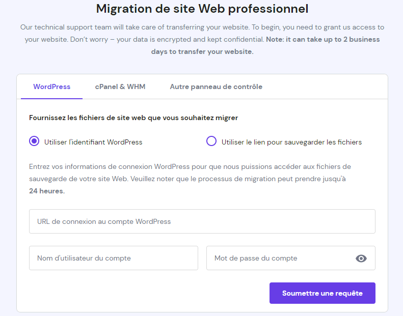 processus de migration d'un site web