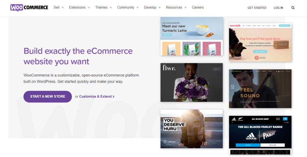 Page d'accueil de WooCommerce